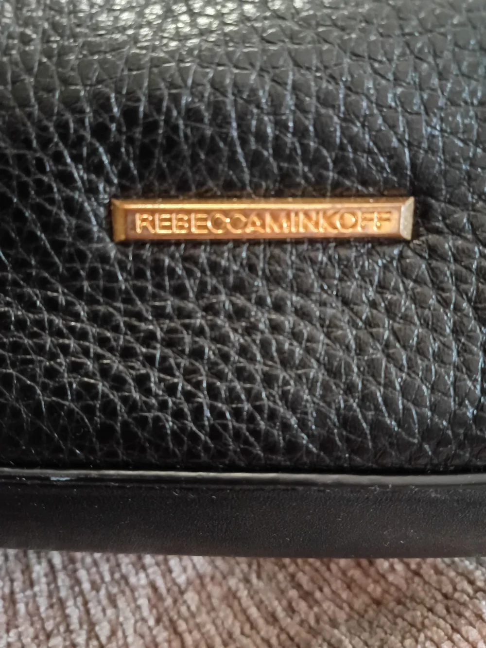 Rebecca Minkoff Black Pebbled Leather Satchel with Blue Multi-Color Scarf
